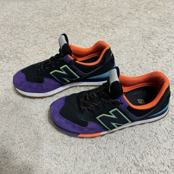 New Balance 574 Men’s Size 9 Black Purple Orange Blue Custom ML574PT2 - Picture 2 of 16